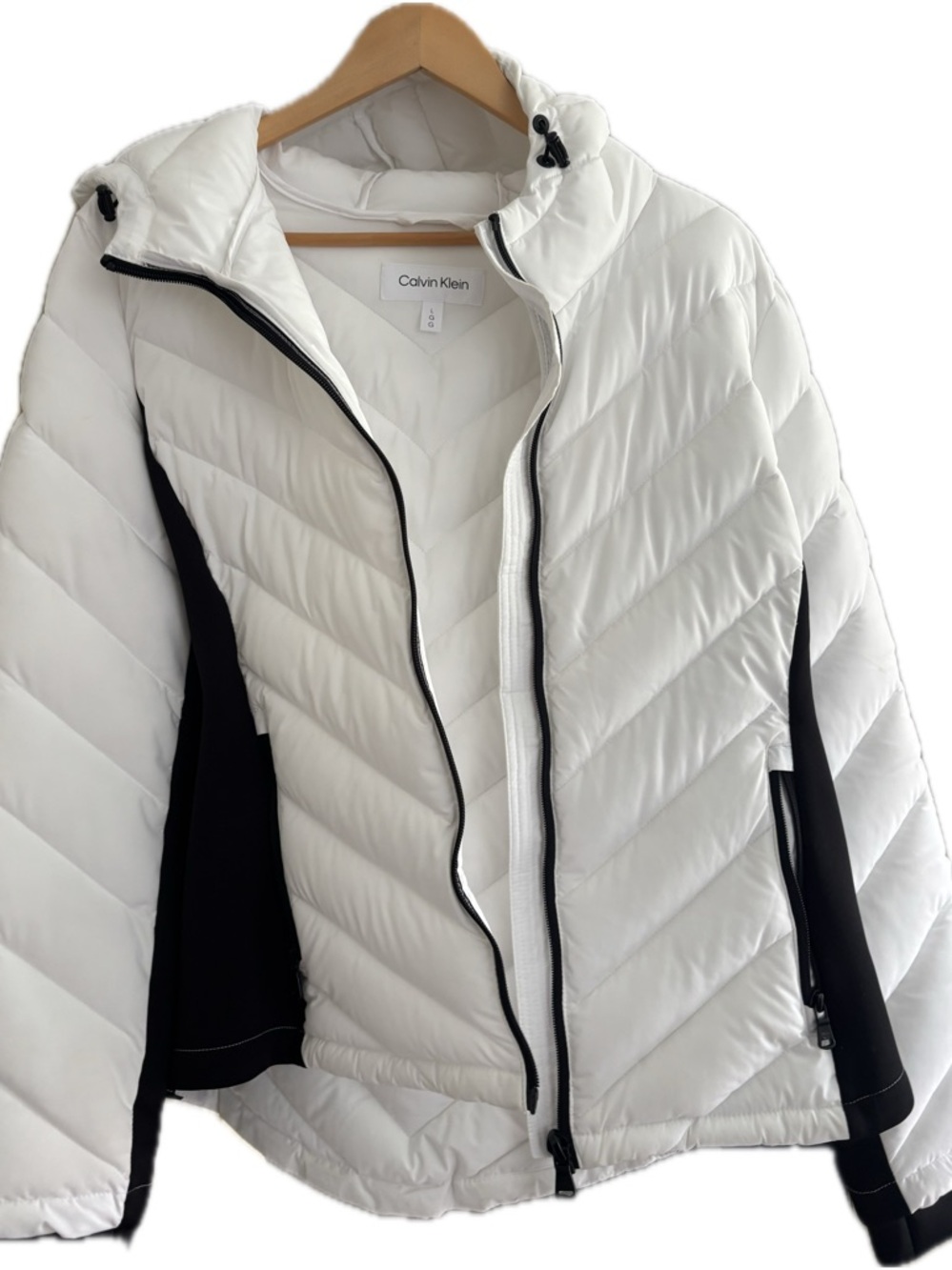 Calvin Klein Women's White Quilted Hooded Jacket